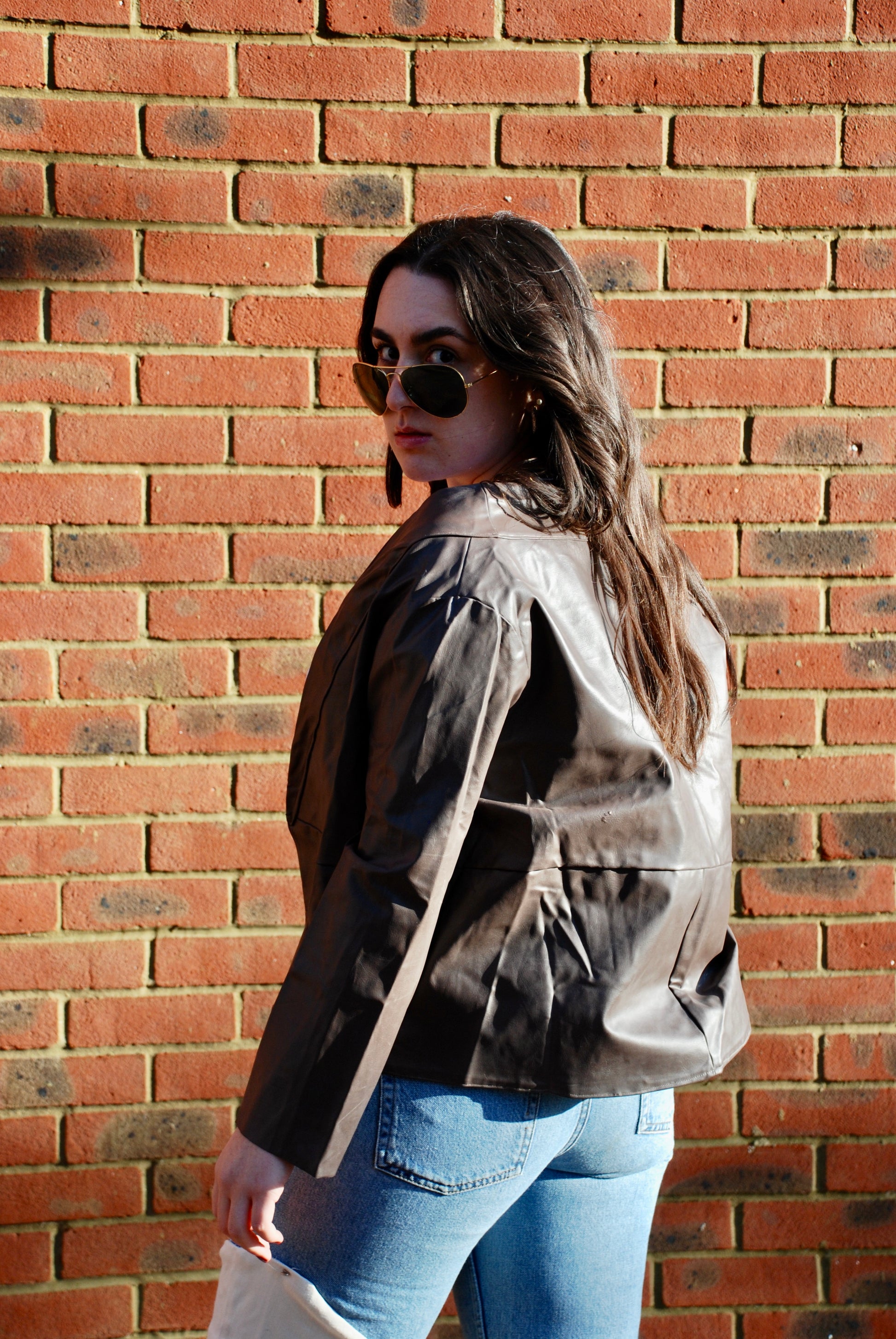 Vegan Leather Jacket Front Model | Beatrice Bayliss
