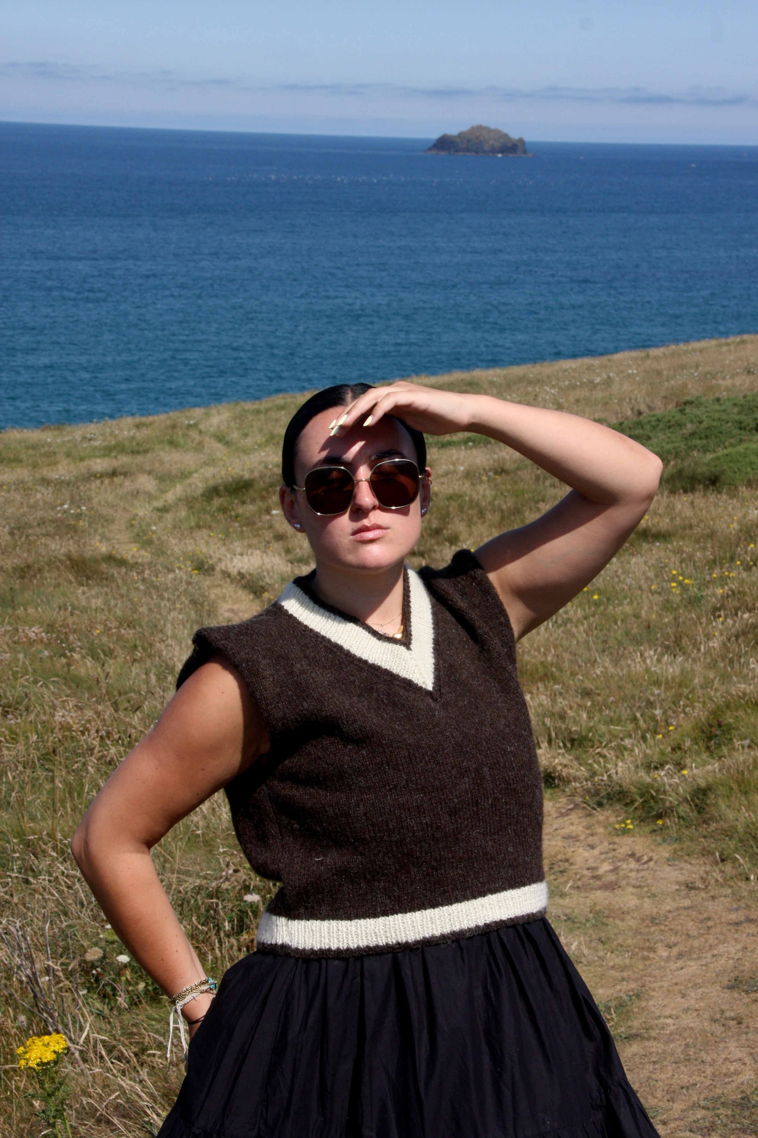 BB DK Brown V-Neck Vest