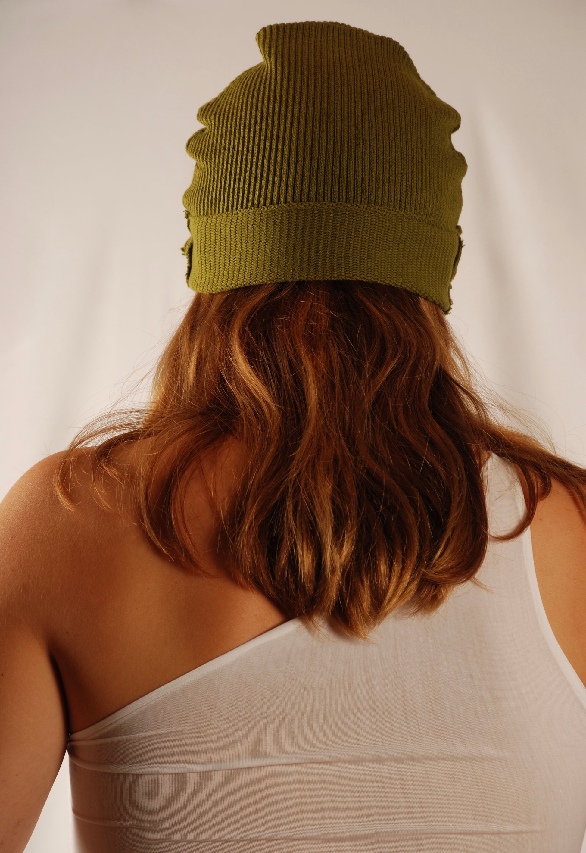Green Hat Back Model | Beatrice Bayliss