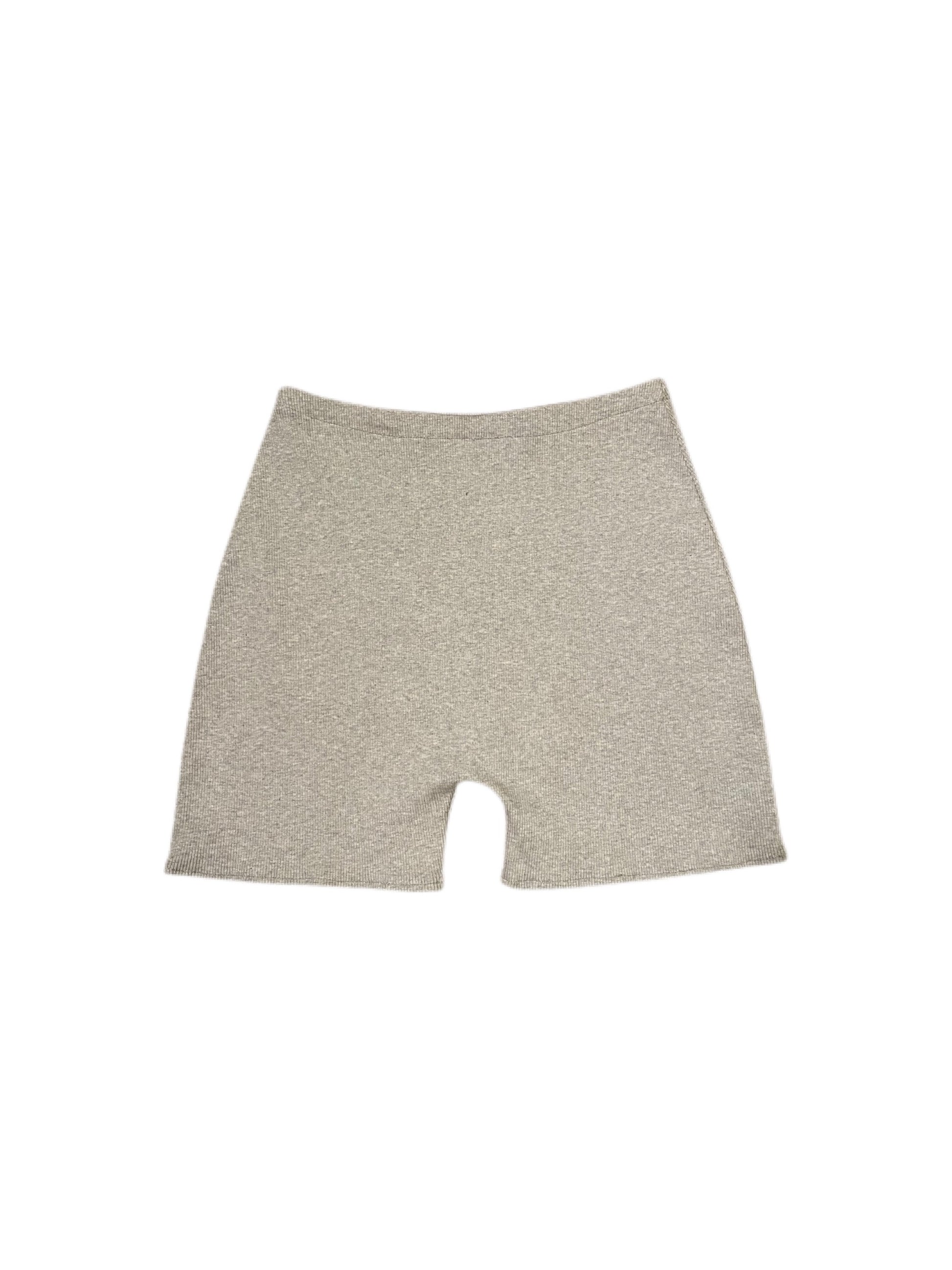 Grey Ribbed Lounge Shorts Product Back | Beatrice Bayliss